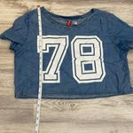 Divided Light Blue Denim Short Sleeve Round Neck Crop Top With Lettering “78” Photo 6