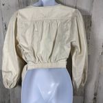 Free People Cotton Denim Wrap Shirt – Cream Long Sleeve Blouse – S - MSRP $128 Photo 1
