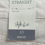 Style & Co SZ 10 Straight Leg Mom Jeans High-Rise Stretch Pockets Zip-Fly Beige Photo 7