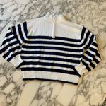 J.Crew NWT  Striped half-zip sweater pearl zipper hole from sensor on blue stripe Photo 4