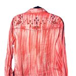 Cowgirl Hardware Pink Peach Western Embroidered Snap Button Up Sz XL Orange Photo 7