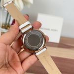 Michael Kors NWT Addyson Three-Hand White Leather Watch Photo 4