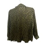 ZARA NWT Pajama Style Animal Print Satin Black Green Button Down Sz M Photo 2