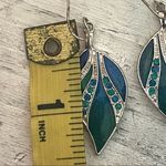 Kenneth Cole silver tone Green leaf rhinestone drop earrings Photo 4