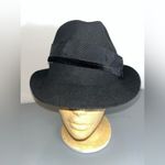 Banana Republic  100% Black Wool Fedora Hat Classic Vintage Style Unisex 2011 S/M Photo 2