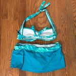 La Blanca  Bikini Set Sweatheart Halter Top Skirt Bottom blue green size 10 Photo 1
