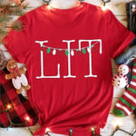 Lit Christmas Lights Graphic Shortsleeve Tee Shirt New Red Size XXL Photo 0