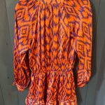 Boutique Vibrant Orange and Purple Aztec Patterned Long Sleeve Romper, Sz S Photo 5