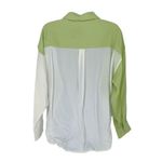 Lush Clothing Lush Womens Colorblock Long Sleeve Button Down Shirt Lime Green White Small NWT Photo 2