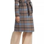 Elie Tahari NWT Elie Tahari Coat Wallace Plaid Wrap CATHEDRAL GREY SIZE M- Photo 2