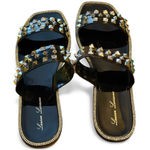 Lauren Lorraine Studded Black Jelly Sandals Women Rhinestone Size 8 NIB Photo 0