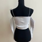 ZARA White Rib Off-Shoulder Crop Top Photo 4