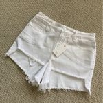 Good American NEW Classic Cut-Off Short White Size 12 Jean Stretch Fringe NWT Photo 2