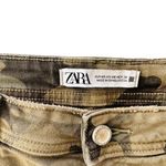 ZARA  Camo Jeans Skinny High Rise Distressed Size 40 / US 8 Green Ankle Raw Hem Photo 4