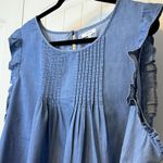 Maurice Top Flowy Chambray Blouse‎ Sleeveless Pintuck Bodice Trendy Shirt 2X # Blue Size XXL Photo 2