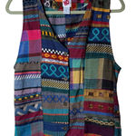 No Boundaries Vest Patchwork SZ M Boho Bohemian Hippie Art Teacher Metallic Photo 0