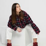 Brixton Bowery Flannel Plaid Cropped Shacket Jacked Shirt XS Pink Photo 1