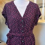 Maeve ANTHROPOLOGIE  Geoscope Jumpsuit Purple Printed Rayon Button Front Sz S Photo 2