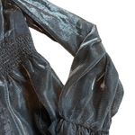 Le Serein Calais Smocked Mesh Long Sleeve Top Shirt Blouse Metallic Small NWT Gray Photo 8