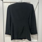 Carlisle  Women Blazer Jacket 10 Silk Tie Front Black Chic Long Line NYC Shoulder Photo 6