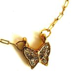 Gold tone dainty rhinestone butterfly necklace Photo 7
