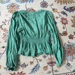 Old Navy  Seafoam Teal V-Neck Boho Puff Sleeve Blouse Medium Photo 6