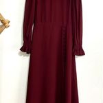 Reformation  Stevi Smocked High Neck Long Sleeve Midi Dress, Plum, size 6 Photo 2