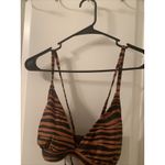 Kona Sol Womens Zebra Print Cross Tie Back Bikini Top Brown Black  Size Small Photo 10
