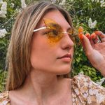 Retro Yellow Rimless Butterfly Shaped Sunglasses Photo 0