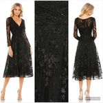 Mac Duggal 204041 Long Sleeve Floral Embellished Cocktail Dress Photo 1