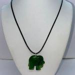 Handmade Black Wax Green Elephant Necklace Photo 0
