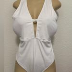 SheIn Rib Cut-Out Back Fringe Hem Plunging One Piece Swimsuit Photo 3