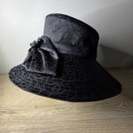 Giovannio Florence New York Women Black Floral Wide Brim Sun Hat Church Bow Cap Photo 2