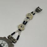Vtg women’s quartz analog watch silver tone 26mm case beaded bracelet 7.5” runs Photo 2
