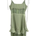 For Love & Lemons  Lovebird Lace Midi Dress Light Green Size S Ruffles New Photo 9