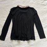 Axes Femme Black lace puff sleeve top long sleeves layered look velvet collar Size M Photo 3