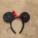 Disney  Black Sequin Ears with Red Sparkle Bow Photo 3