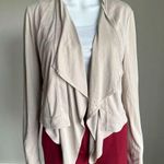 BCBGMAXAZRIA  Donnie Draped Waterfall Crop Cardigan Beige Photo 0