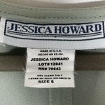 Jessica Howard Vintage Blouse Sz 6 Sheer Ruffle VNeck Green Rhinestone Buttons Photo 8