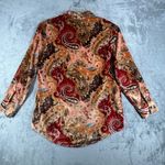 Soft Surroundings Shirt Orange Montaigne Paisley Velour Button Down Tunic Small Photo 2