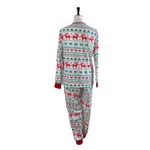 Christmas Pajama Set Jogger Pant Top Reindeer Green Red White Women Size Large Photo 3