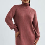 Wilfred Aritzia  Rebecca 100% Merino Wool Turtleneck Sweater Dress in Mauve Size Photo 0