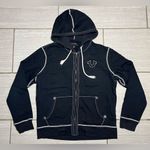 True Religion  Full Zip Classic Hoodie Big T Stitching Graphic Y2K Women’s Size L Photo 0