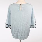Marc New York  Ruffle Bell Sleeve Blouse Light Blue Black Trim Small Photo 4