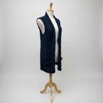 Kilronan Knitwear Irish Knit Open Front Long Vest XS Merino Wool Blue Fisherman Photo 1