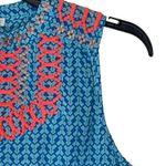 J.Crew  Women's Tank Top‎ Lightweight Embroidered Tassels Teal Neon Orange Size 2 Photo 3