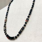 Vintage Black Floral Ceramic Bead Cord Necklace Witchy Goth Romantic Photo 3