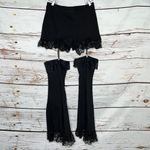 Dolls Kill Widow x NWT Size XXL Black Lace Trim Flare Leg Garter Shorts Pants Photo 1