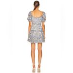 Hemant & Nandita Mala Blue Gold White Metallic Smocked Mini Dress Size M Photo 2