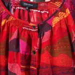 Jones Wear  Sheer Red Abstract Print Long Sleeve Blouse Size Small Photo 2